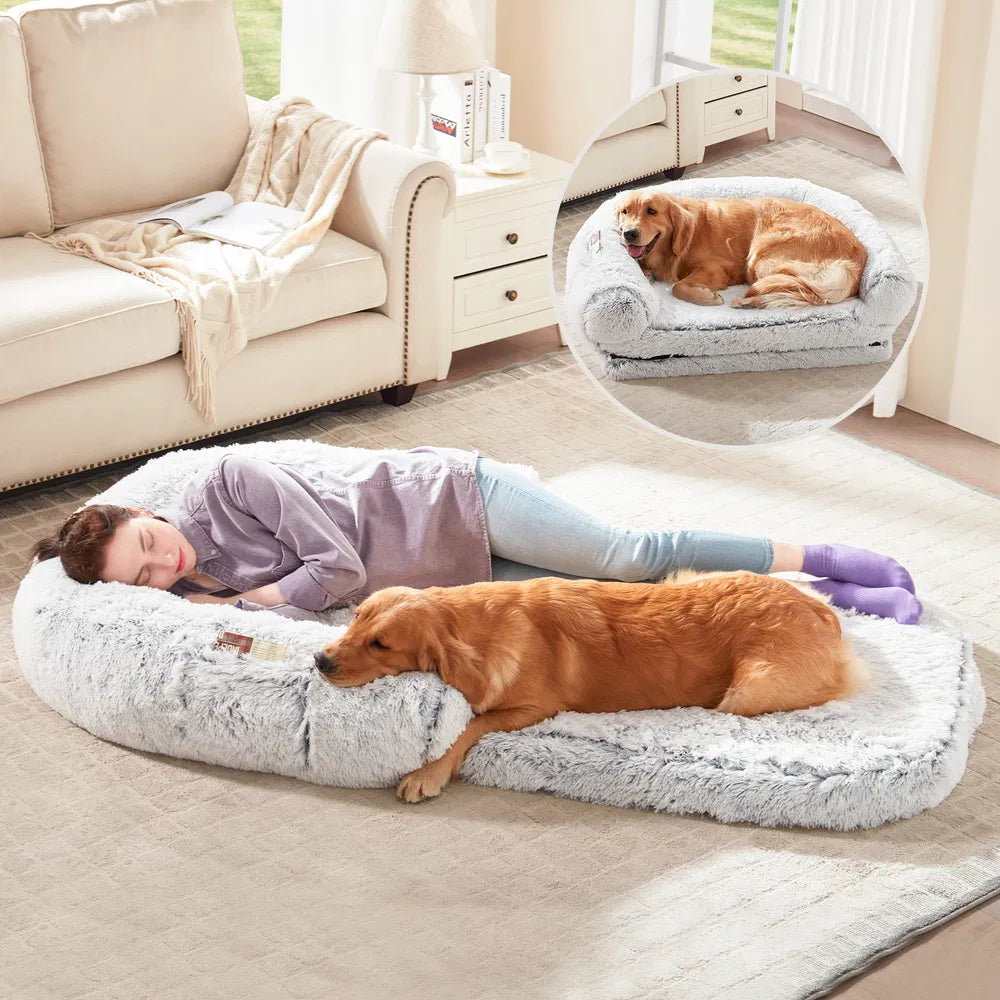 Large Human Dog Bed – Plush Orthopedic Bed for Adults & Pets, Washable & Foldable
