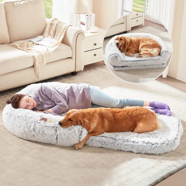 Large Human Dog Bed – Plush Orthopedic Bed for Adults & Pets, Washable & Foldable