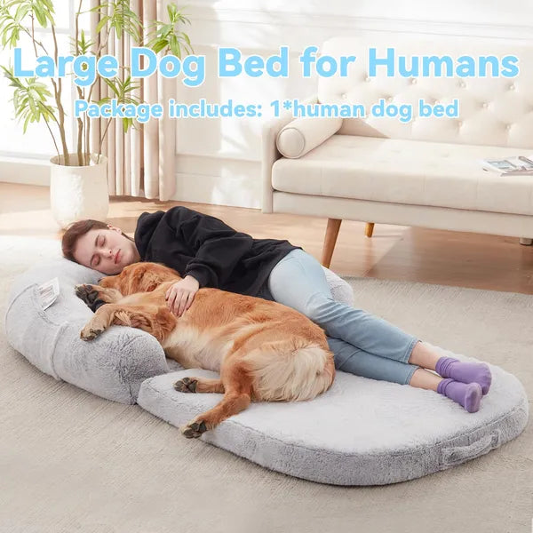 Large Human Dog Bed – Plush Orthopedic Bed for Adults & Pets, Washable & Foldable